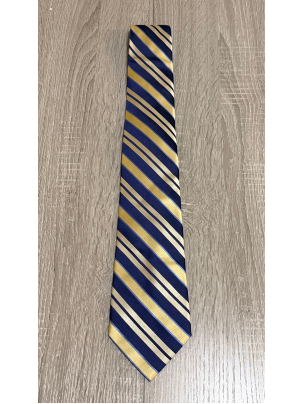 Jones New York Men’s Silk Tie Blue Gold Stripe Classic 3.5” b9